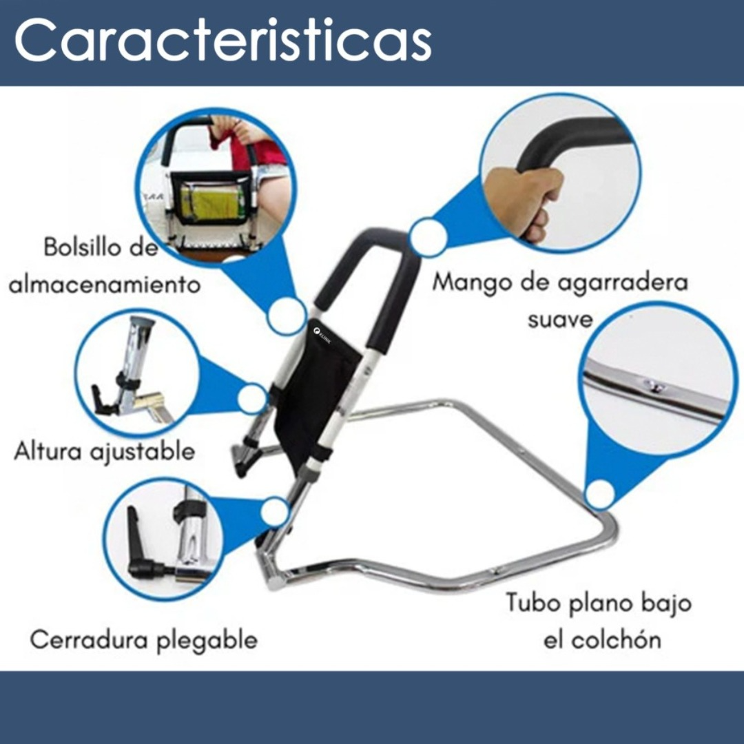 Agarradera Barra De Apoyo Para Cama Reforzada Con Bolsillo-2