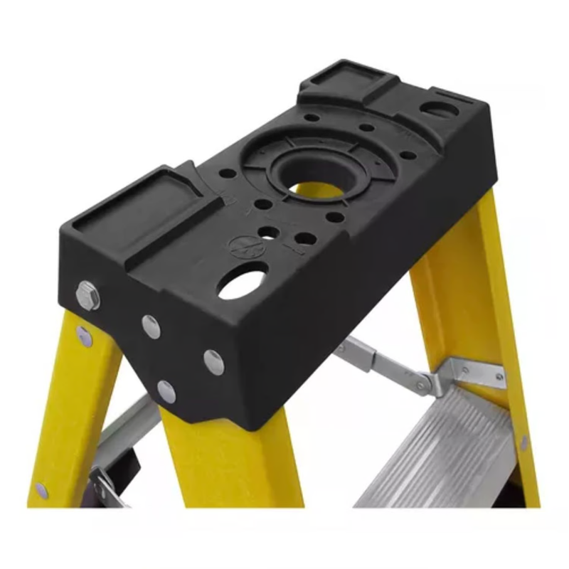 Escalera Fibra De Vidrio Industrial 1.2mts 6 Peldaños 150kg Naranja-1