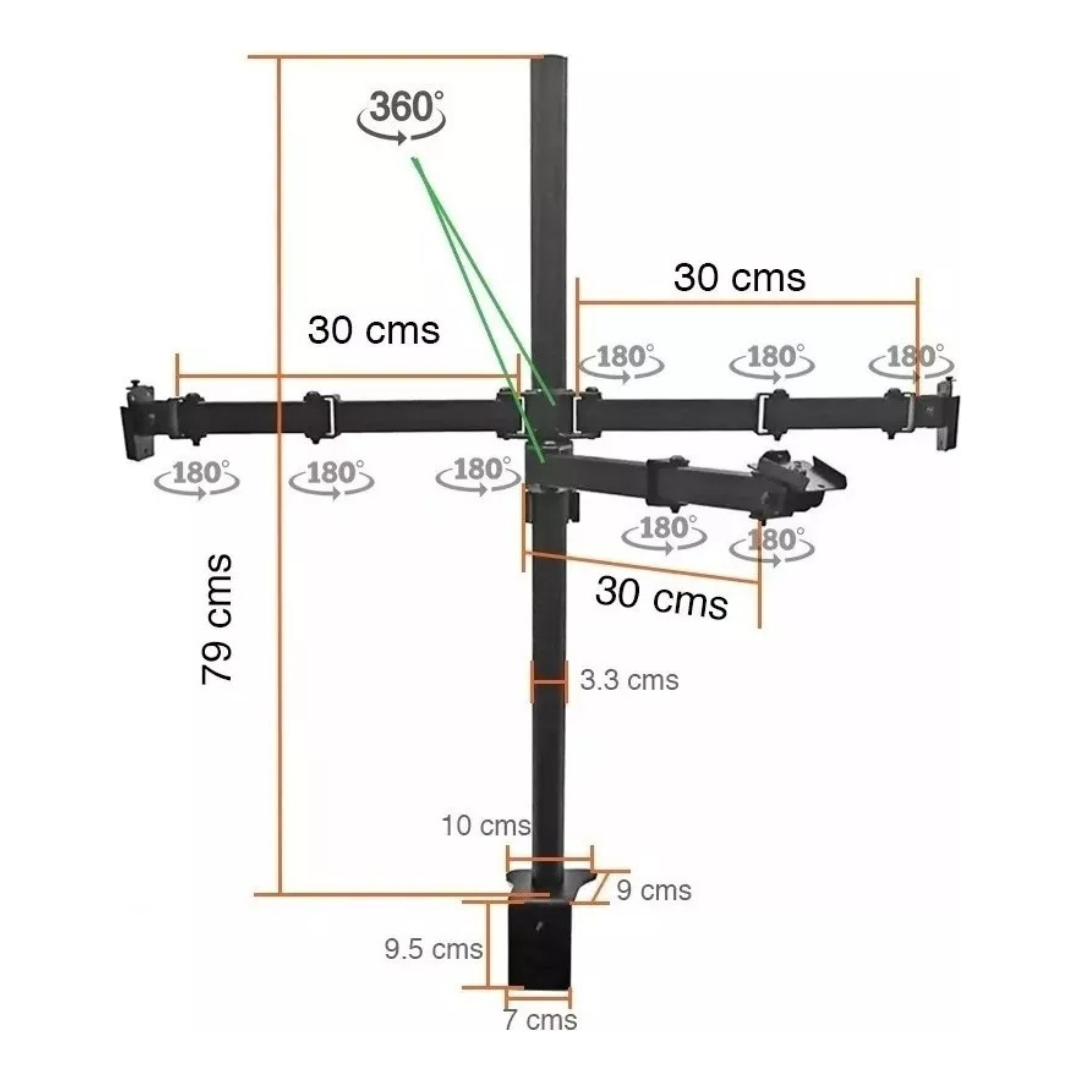 Soporte Escritorio Monitor Notebook Triple 10-32 Brazo Aspor-2