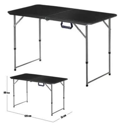 Mesa Plegable Camping Maleta Portatil 120 X 60 Cm Multiuso Negra -0