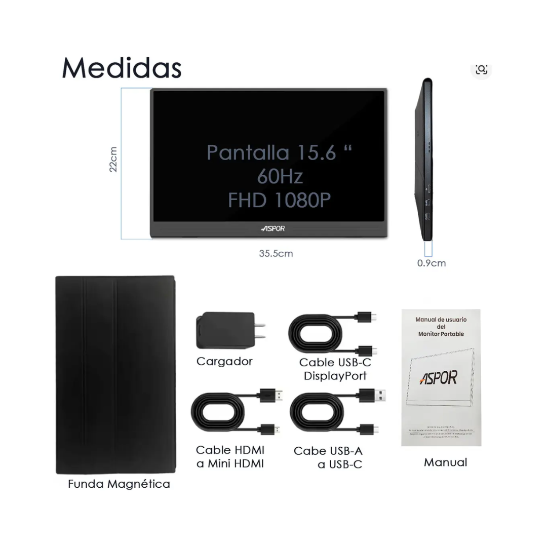 Monitor Portatil  Con Pantalla De 15.6 Pulgadas 60hz Full Hd-1