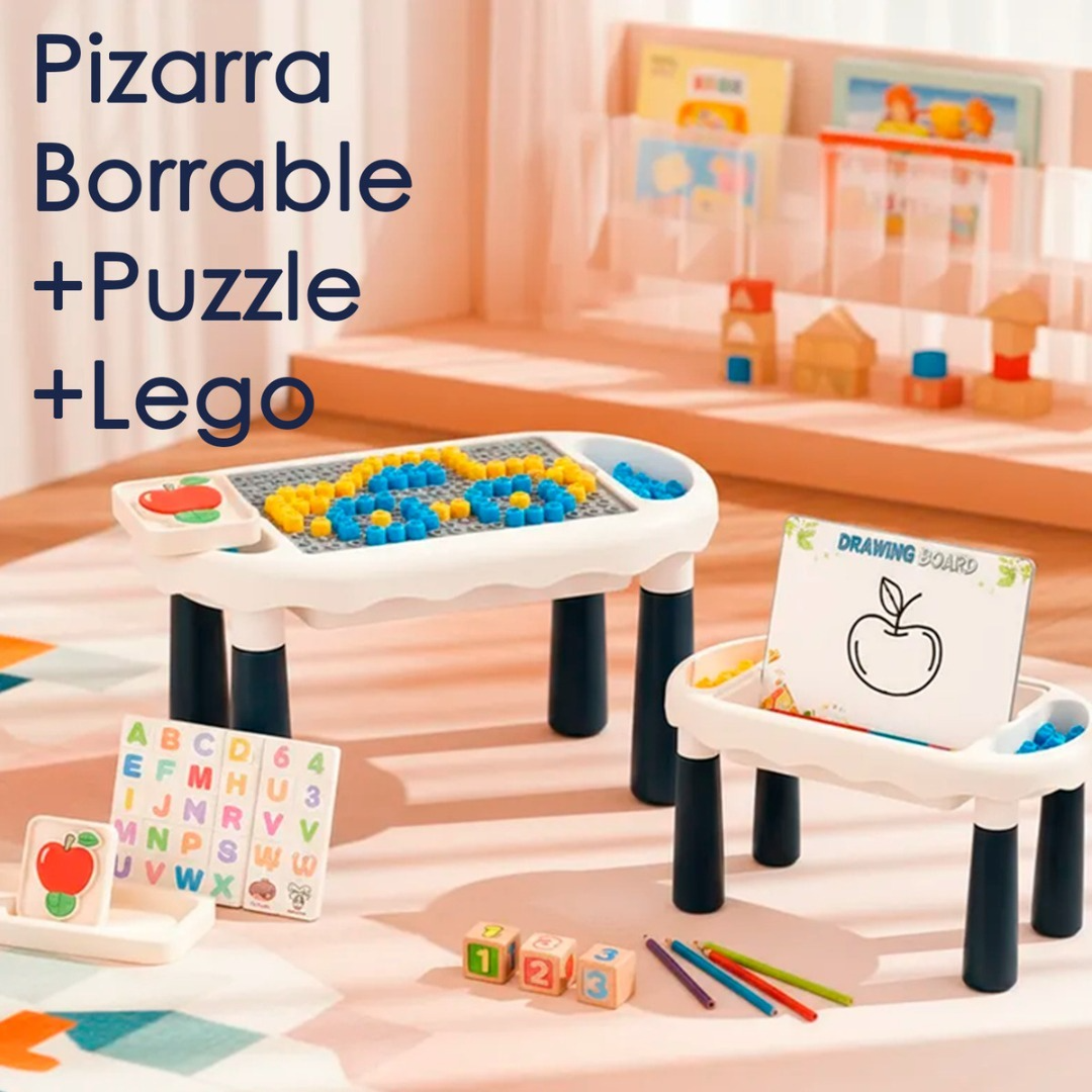Mesa Y Silla Didactica 6 En 1 Puzzle Pizarra Dibujos 160pcs-3