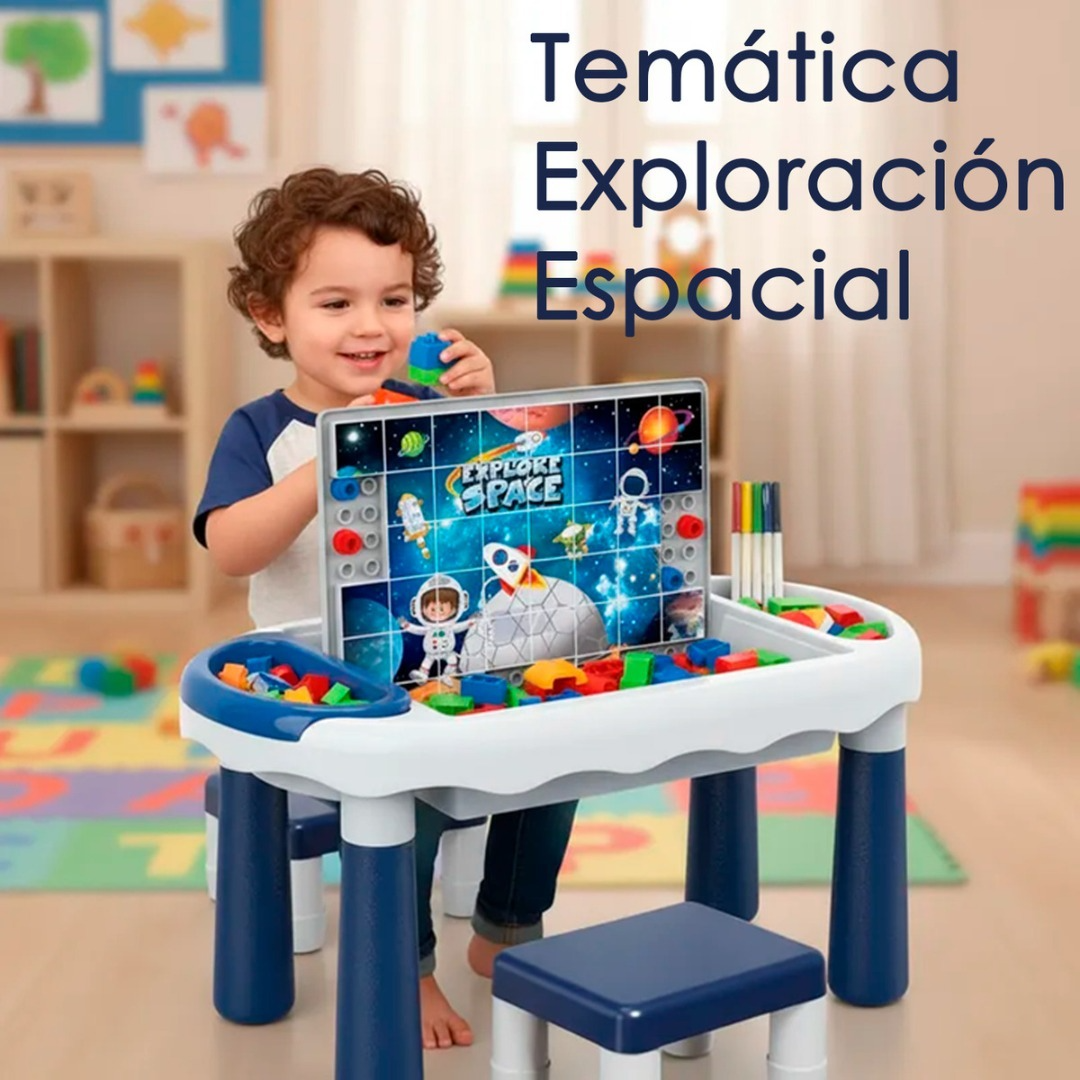 Mesa Y Silla Didactica 6 En 1 Puzzle Pizarra Dibujos 160pcs-4