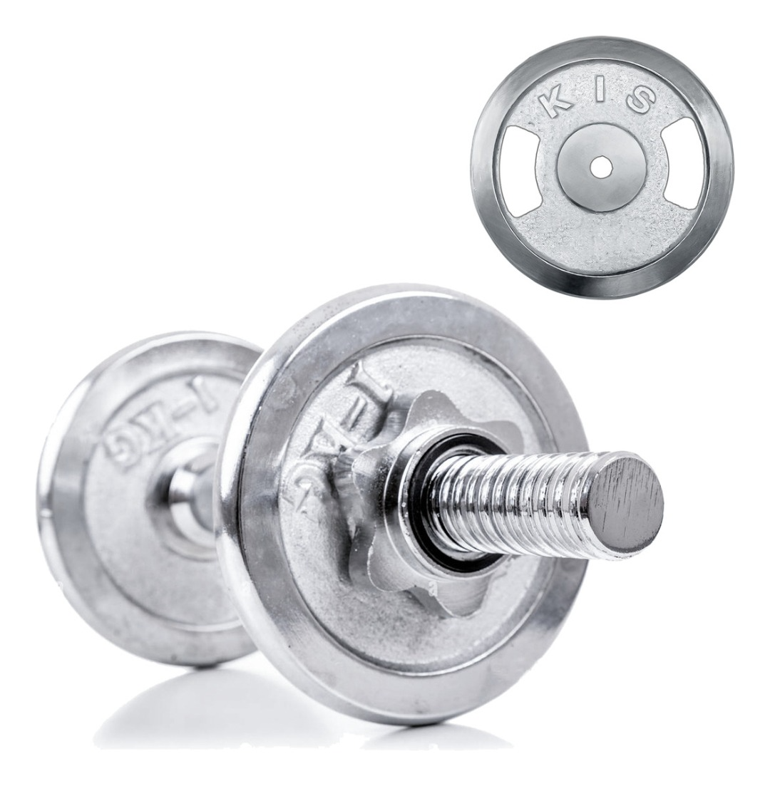 Disco Preolímpico 10kg Cromado Pesas Profesional Con Agarres-5