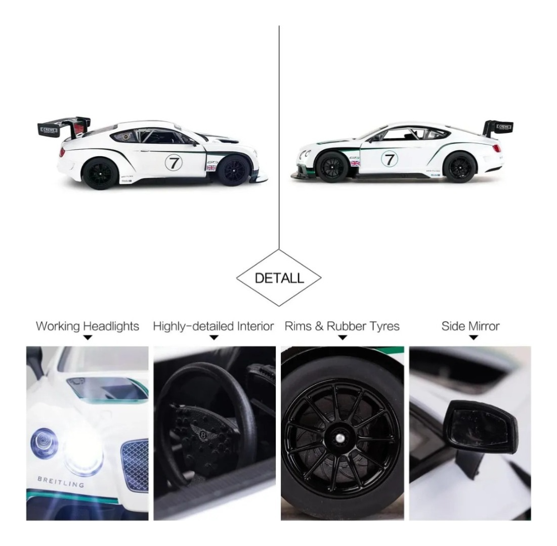 Auto Control Remoto Bentley Gt3 1:14 Luces Recargable 33 Cm.-4