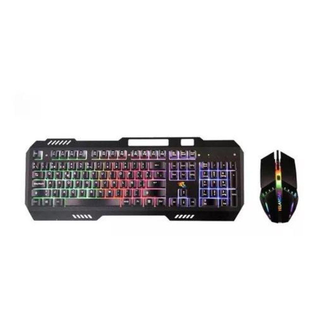 Kit Teclado Mouse Gamer Rgb Kt555 De Membrana Retroiluminado-0