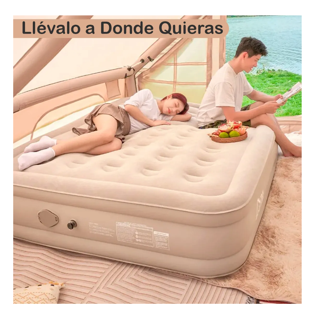 Colchon Inflable Bomba Recargable Cama 2 Plazas 45cm-4