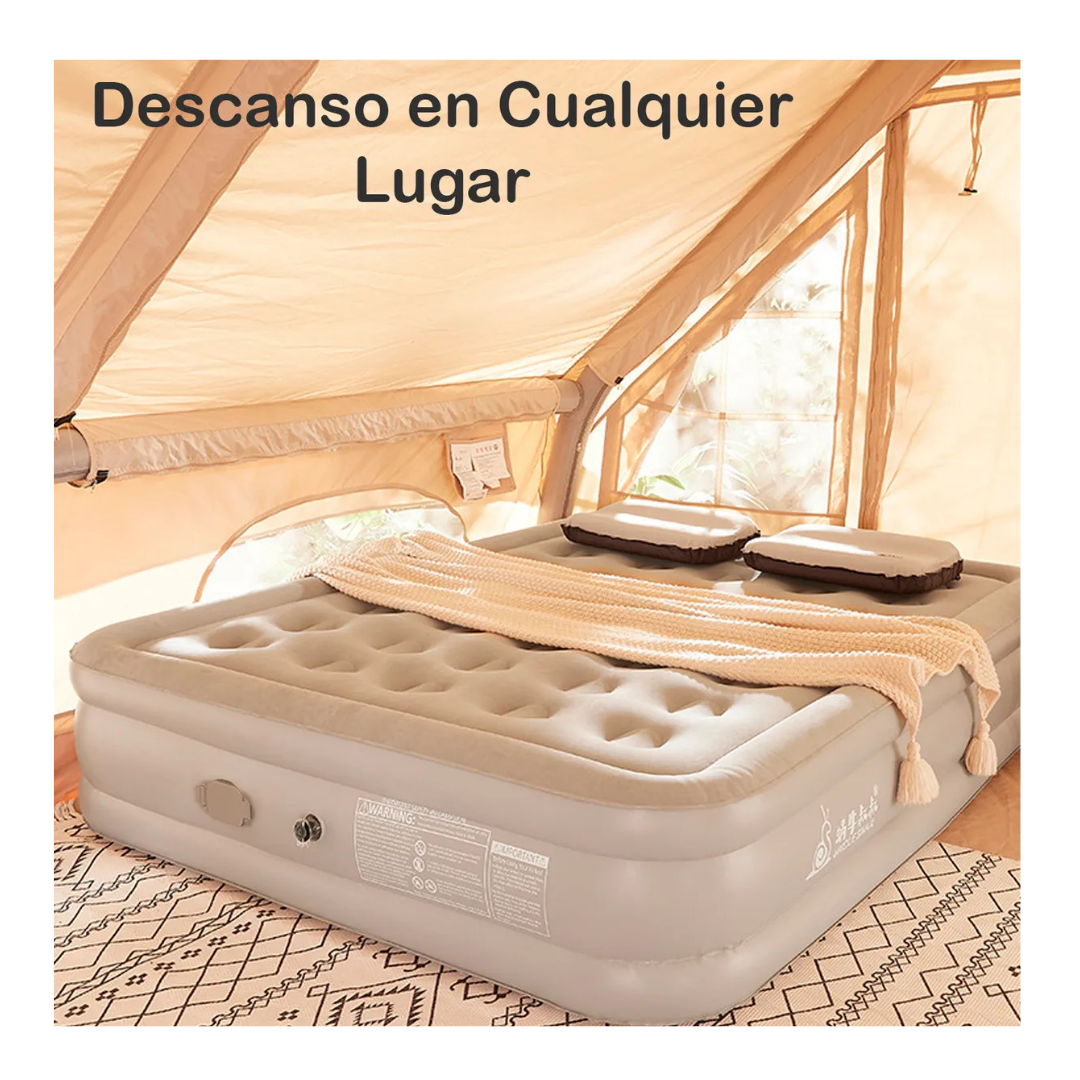 Colchon Inflable Bomba Recargable Cama 2 Plazas 45cm-5