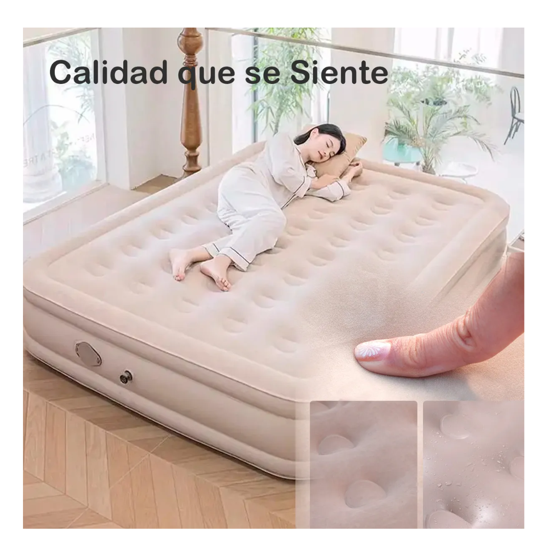 Colchon Inflable Bomba Recargable Cama 2 Plazas 45cm-6