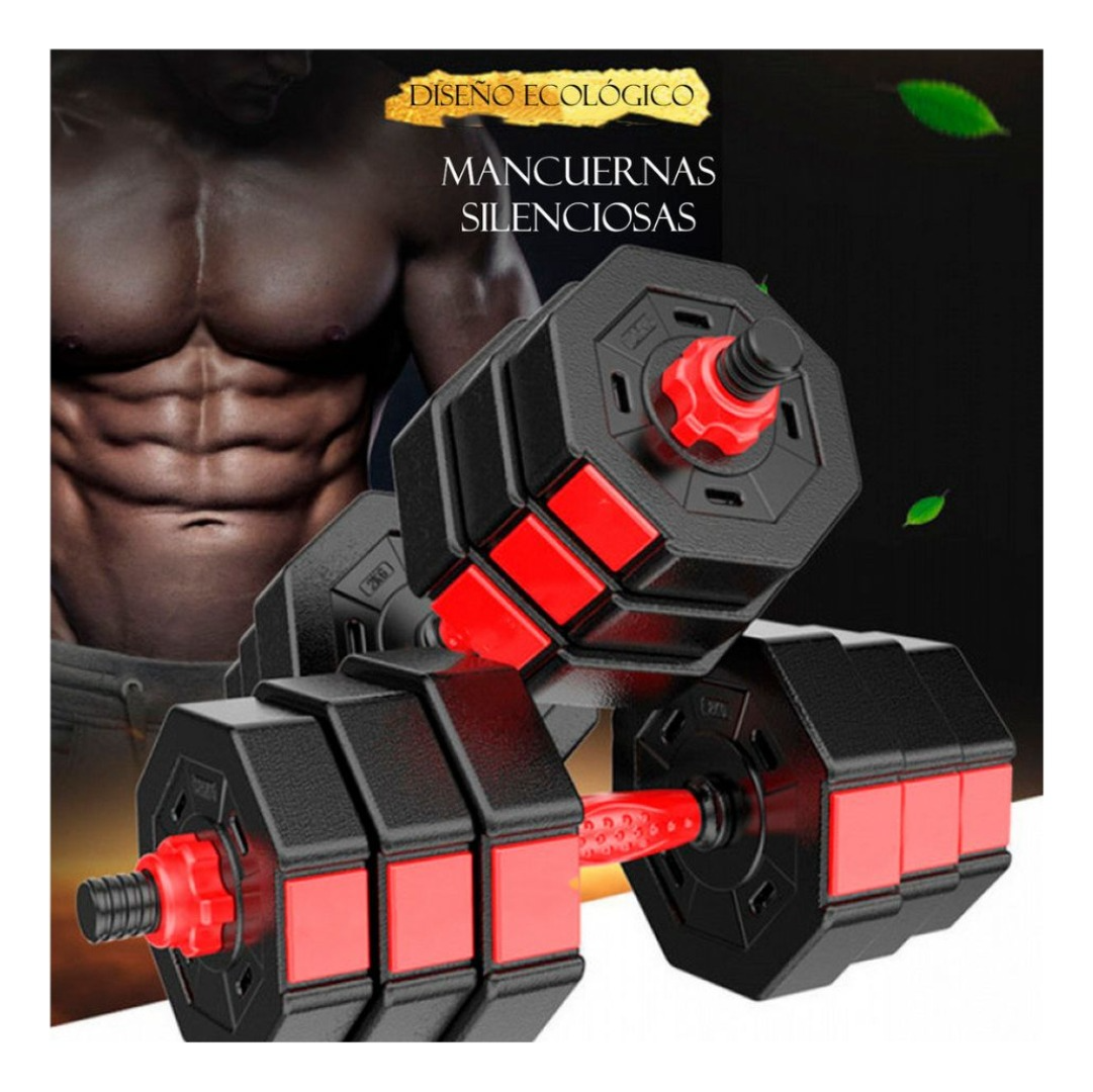 Set Mancuernas Pesas Ajustables 40kg Fitness Hexagonal  Rojo-4