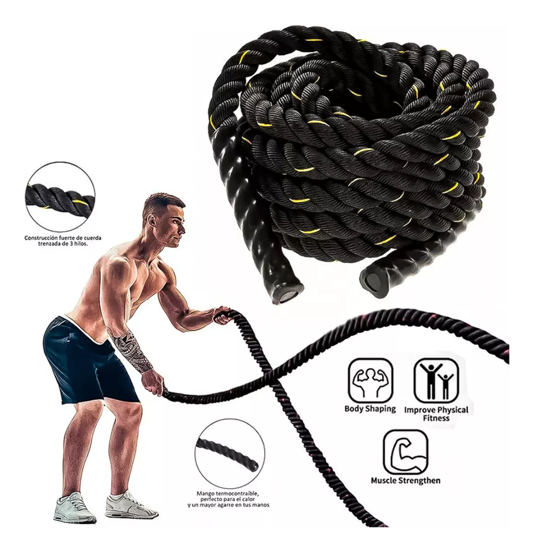 Cuerda Crossfit Battle Rope Correa 12 Metros X 38 Milimetros-2