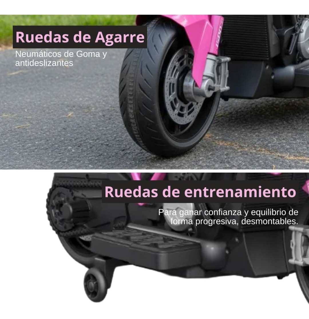 Moto Electrica Montable Niñas Racing Grande 12v Rosa Chicle-3