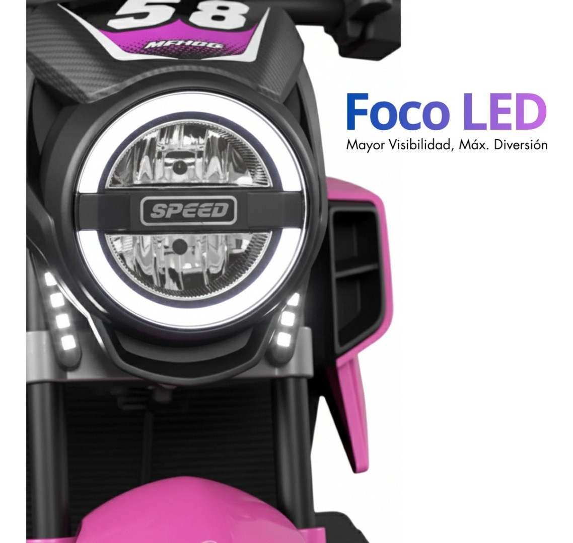 Moto Electrica Montable Niñas Racing Grande 12v Rosa Chicle-4