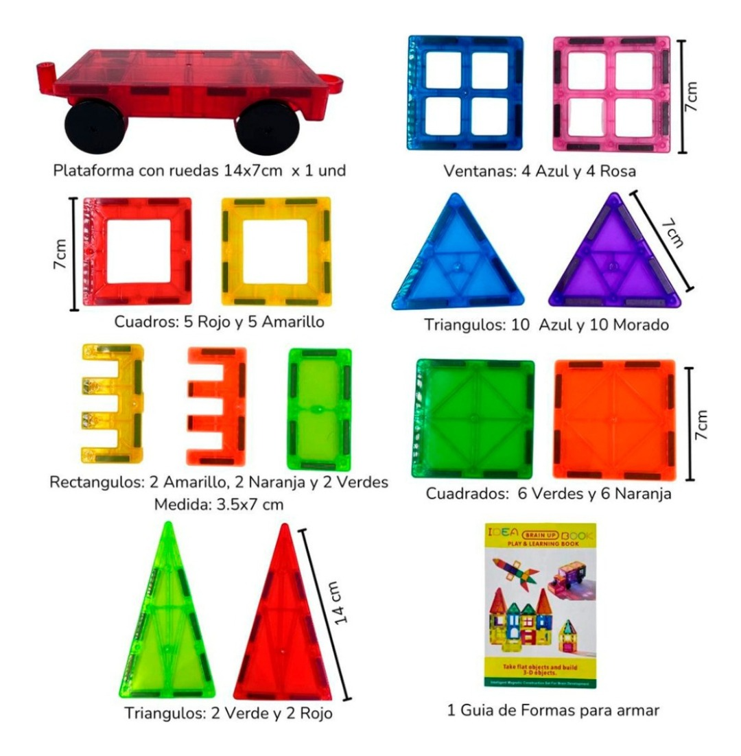 Bloques Magneticos Juego De Construccion 3-d  60 Translúcido-2