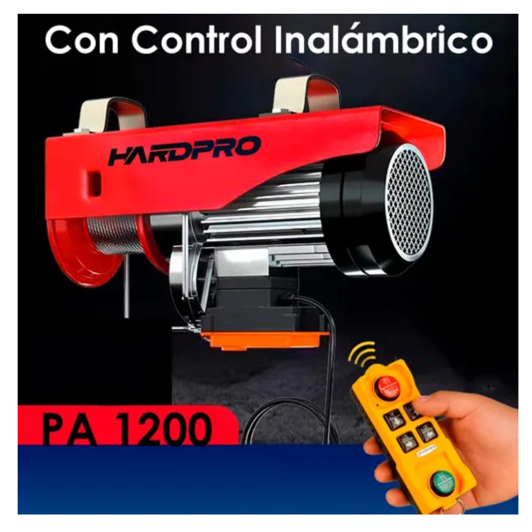 Tecle Eléctrico Inalámbrico 1200kg 12mtrs Cable Acero 1850w-2