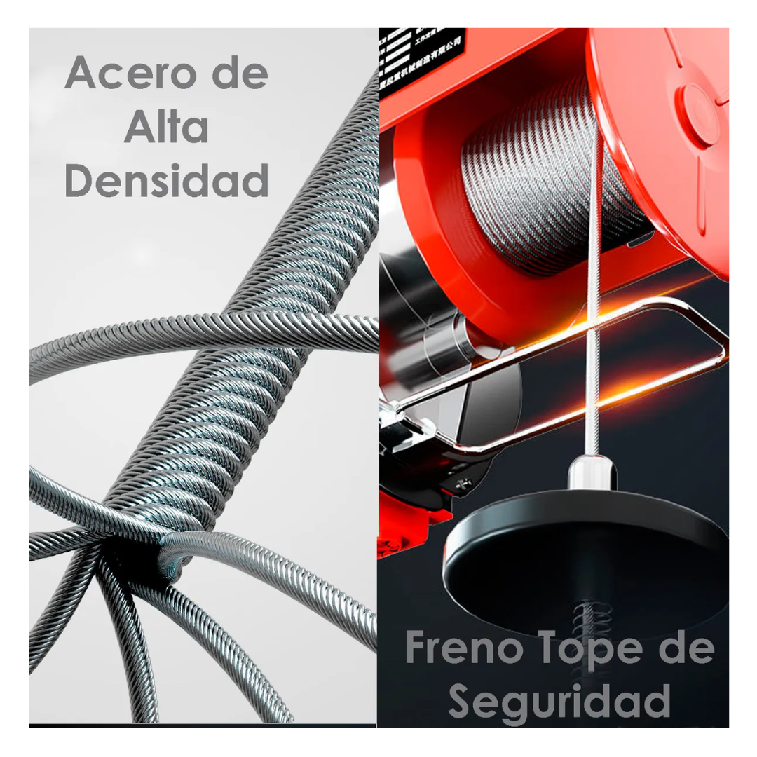 Tecle Eléctrico Inalámbrico 1200kg 12mtrs Cable Acero 1850w-7