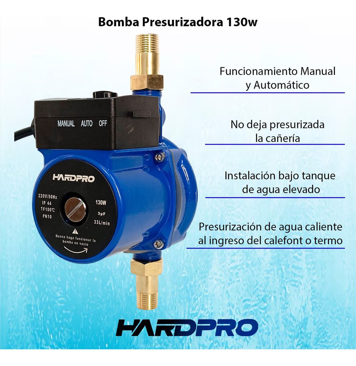 Bomba Presurizadora Agua Hardpro Calefont 33l/min 130w-4