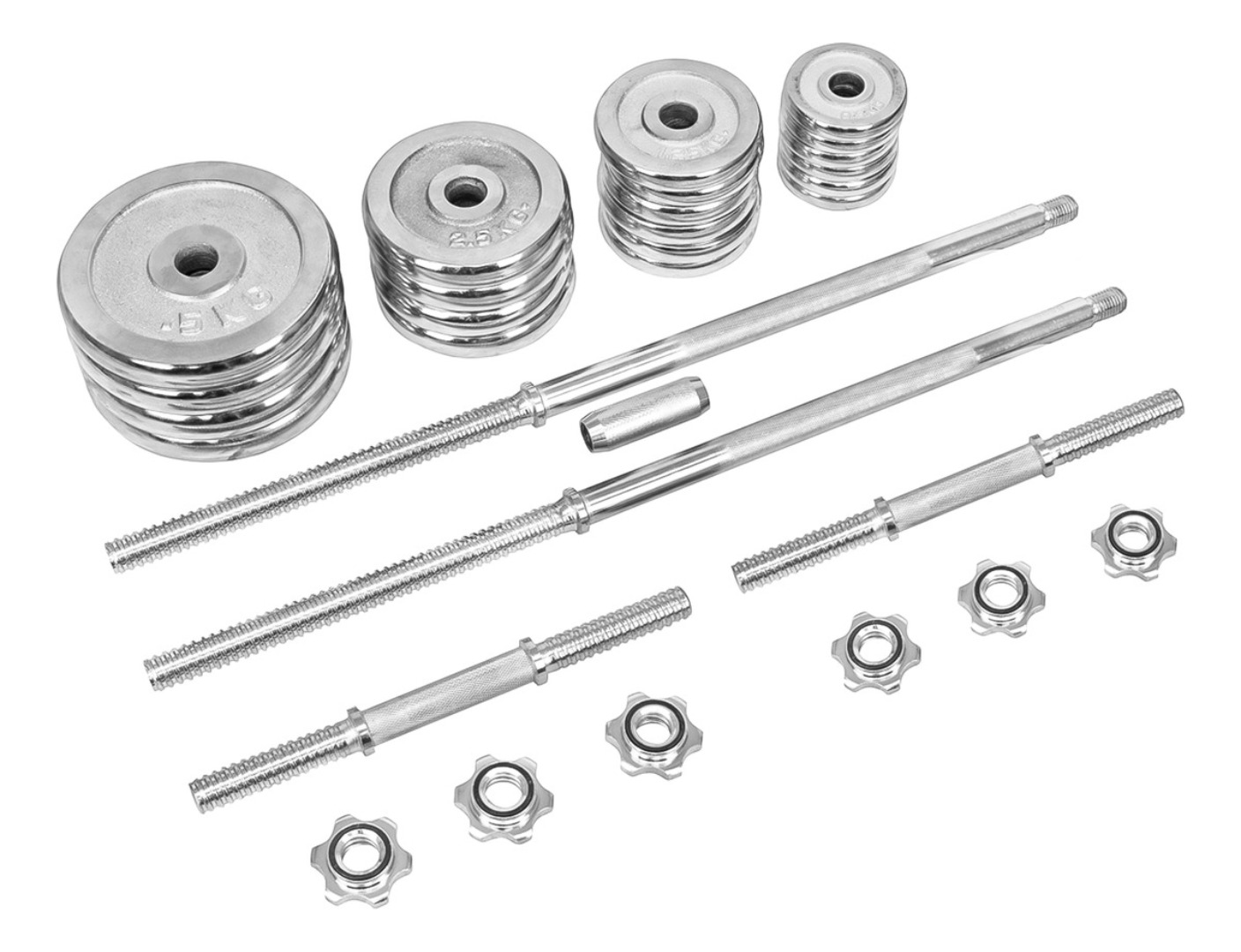 Set Mancuernas Barra Extendible 50 Kg Con Maleta Cromado-3