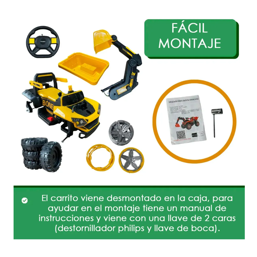 Auto Electrico Retroexcavadora Niños Bateria Alta Duracion-7