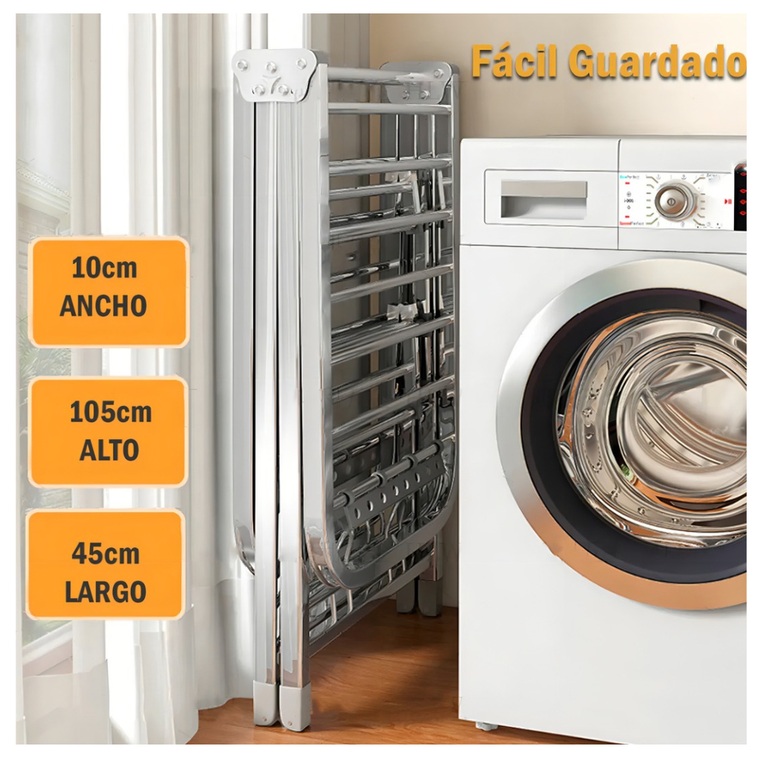 Tendedero De 180cm 50kg Plegable Con Rueda Y Porta Ganchos-1