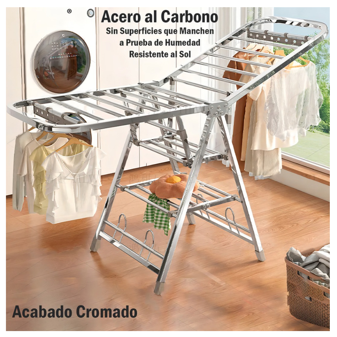 Tendedero De 180cm 50kg Plegable Con Rueda Y Porta Ganchos-5