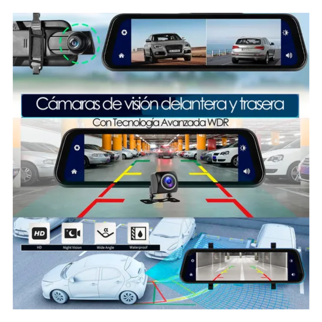 Retrovisor Cámara Auto Pantalla Completa 4k Android Auto Cp-2