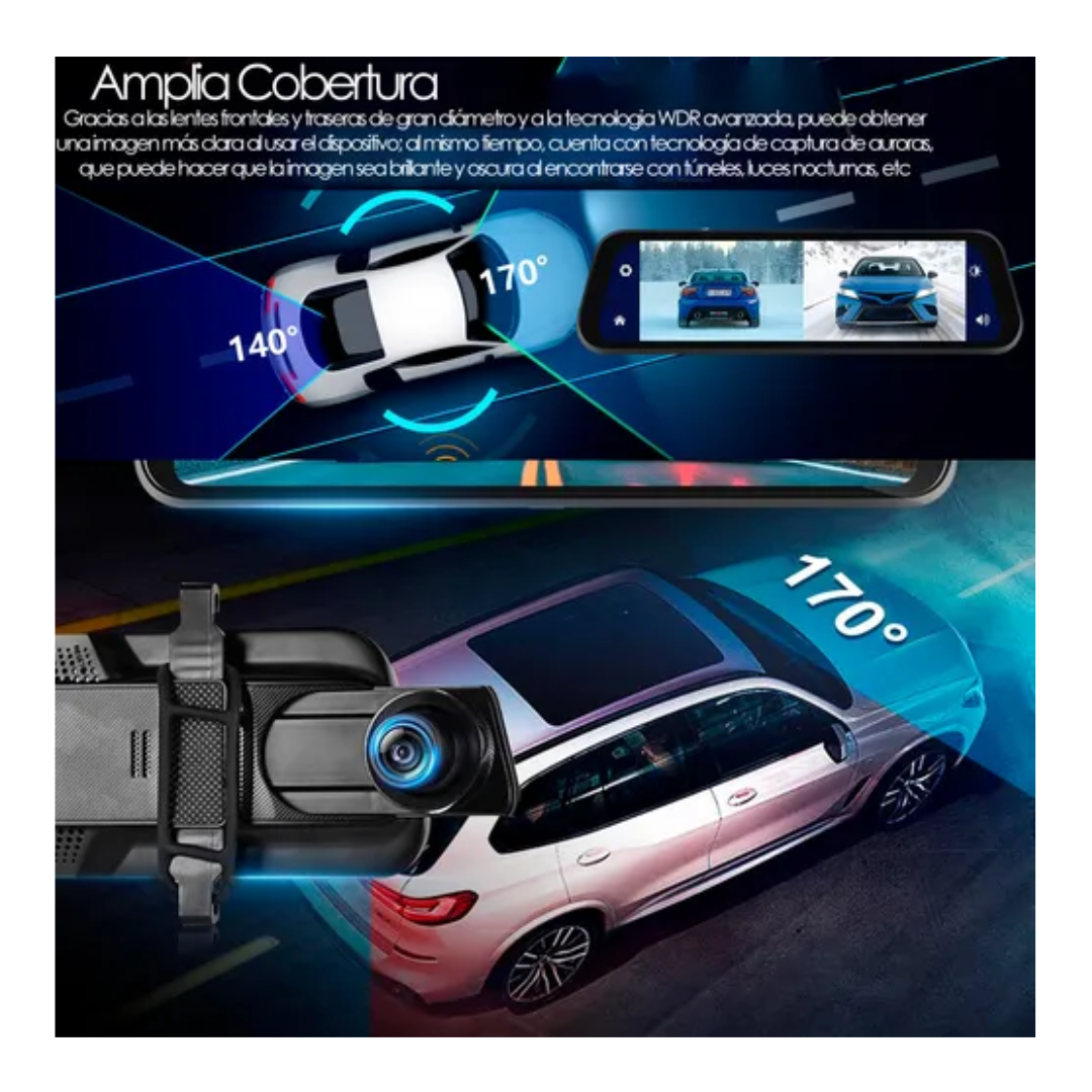 Retrovisor Cámara Auto Pantalla Completa 4k Android Auto Cp-3