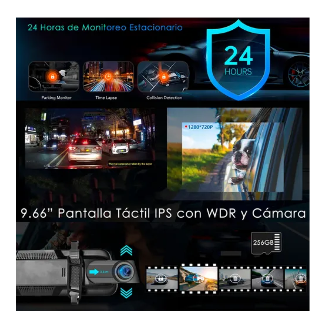 Retrovisor Cámara Auto Pantalla Completa 4k Android Auto Cp-6