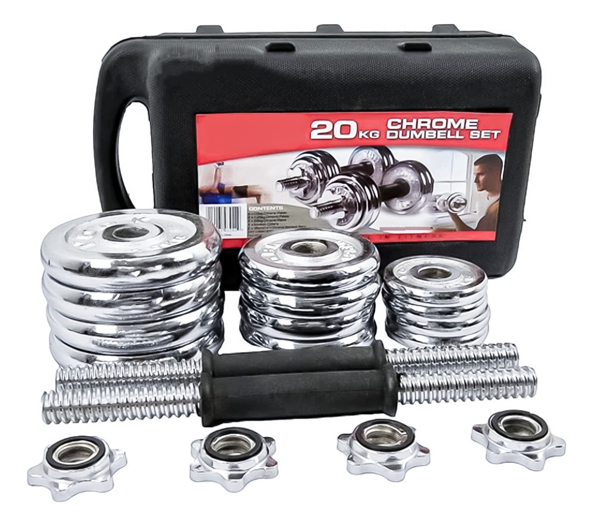 Set De Mancuernas Cromadas Boomfit Ajustables 20 Kg Maletín-2