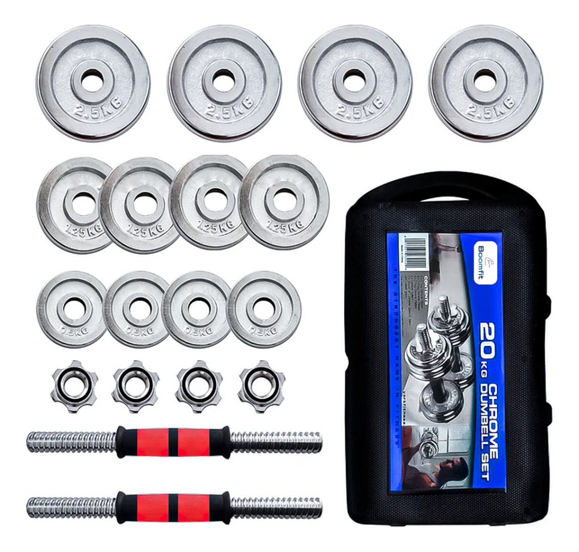 Set De Mancuernas Cromadas Boomfit Ajustables 20 Kg Maletín-4