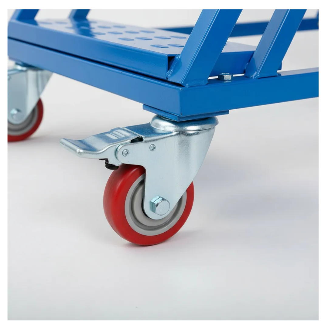 Escalera Industrial Tipo Avión 6 Peldaños 1,5m + Plataforma Azul-7