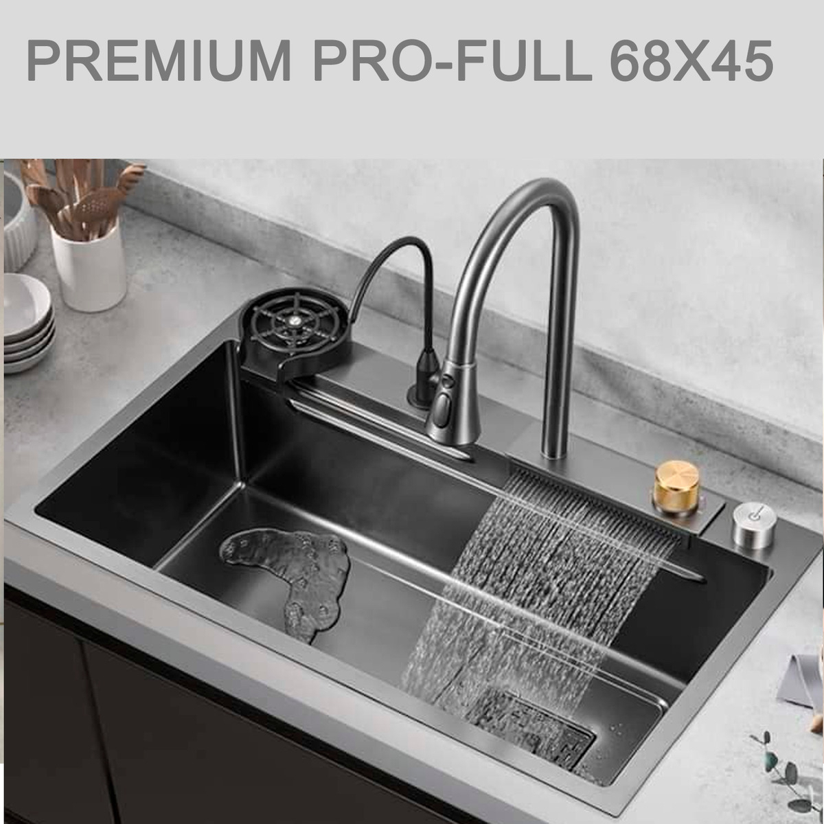 Lavaplatos 68x45 De Cascada Con Lavavasos Llave Con 2 Modos-6