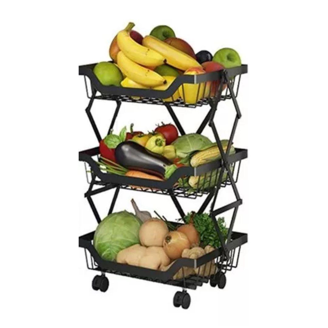 Estante Plegable Organizador Verdulero Frutero Metal 3 Pisos-0