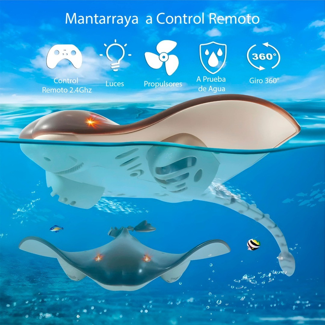 Juguete A Control Remoto Mantarraya Acuático Recargable 35cm-4