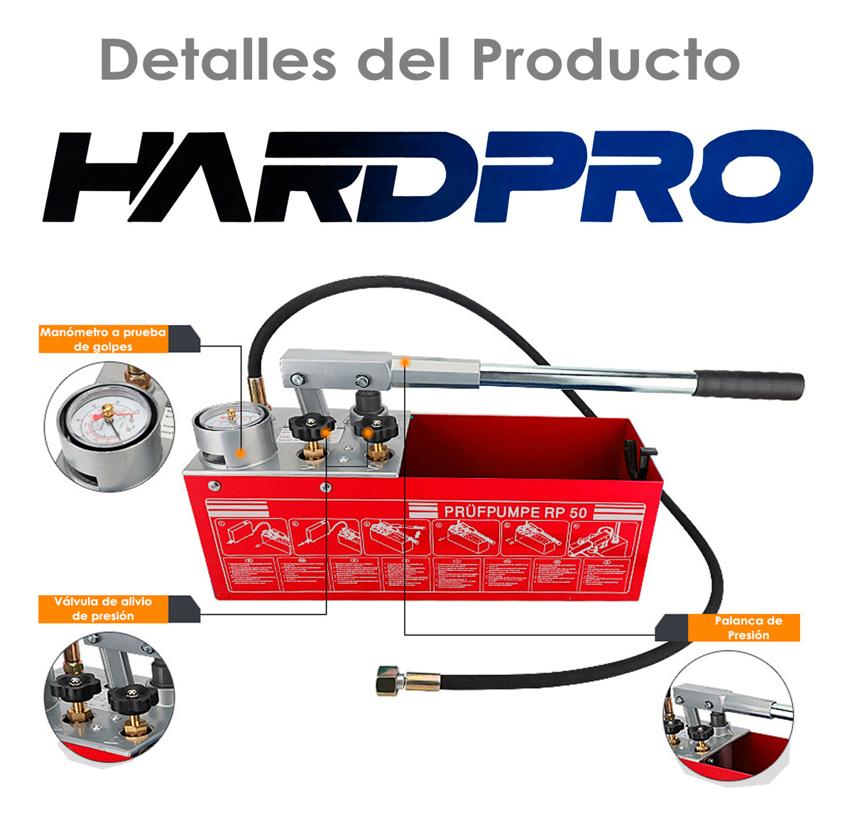 Bomba Manual Prueba De Presion Hidraulica 0-60bar 860psi 6mp-5