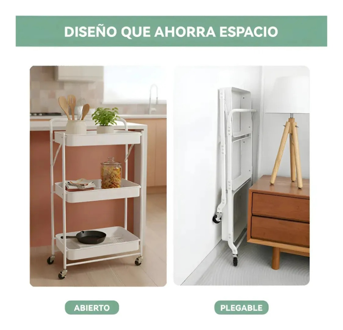 Carro Plegable Carrito Organizador Estante Con Rueda Multi-2