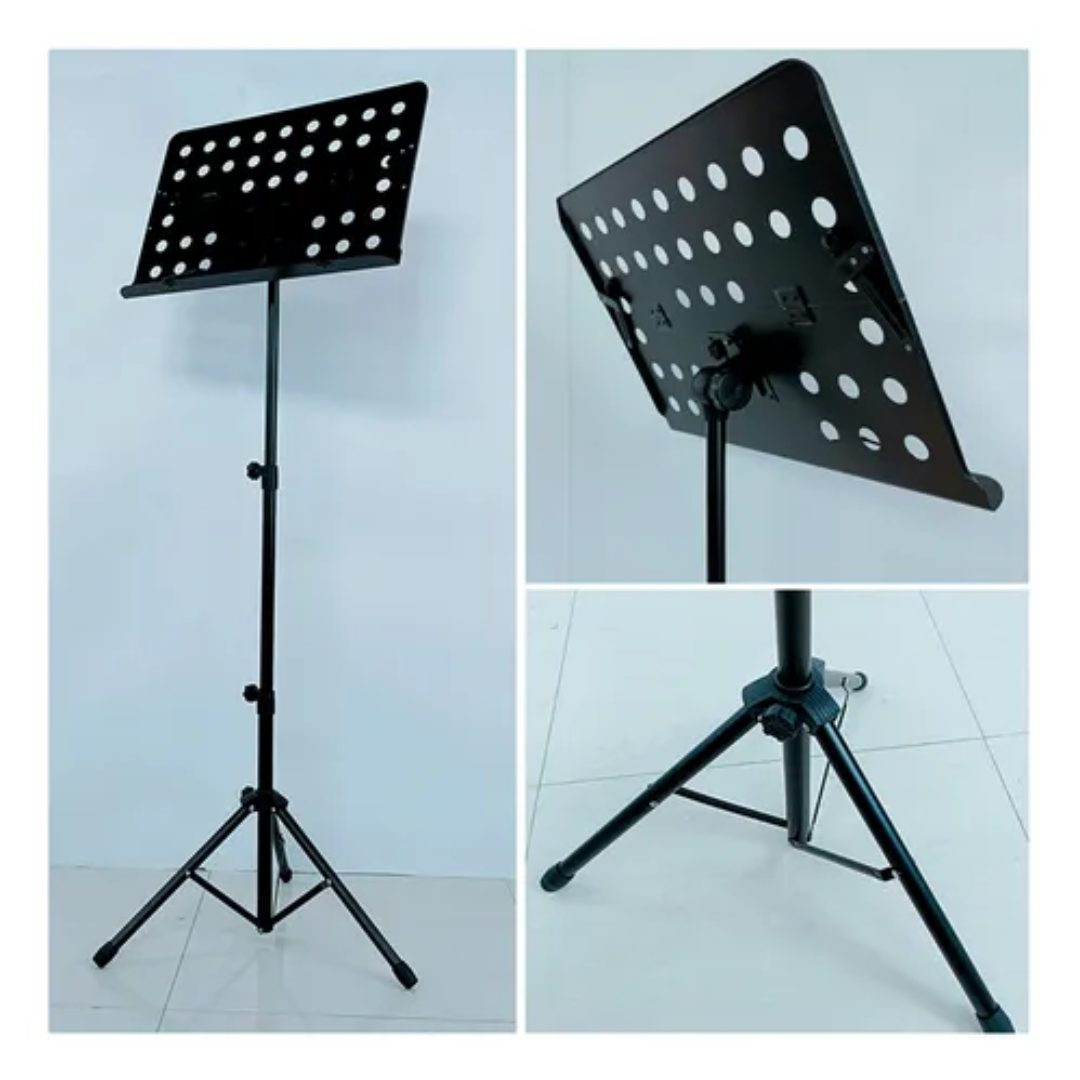Atril De Partitura Con Tripode Regulable Y Pleglable Negro-2