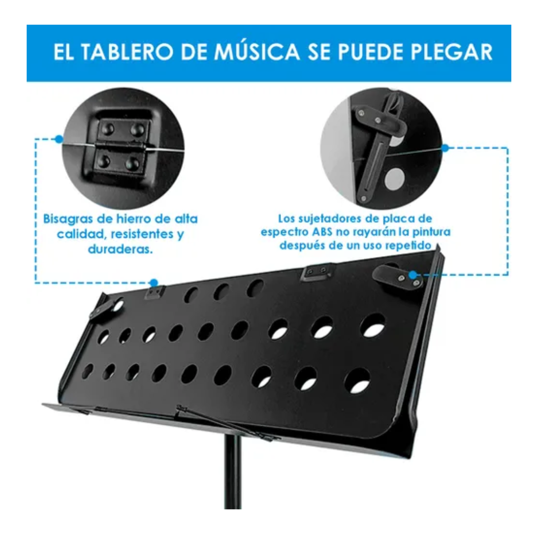 Atril De Partitura Con Tripode Regulable Y Pleglable Negro-3