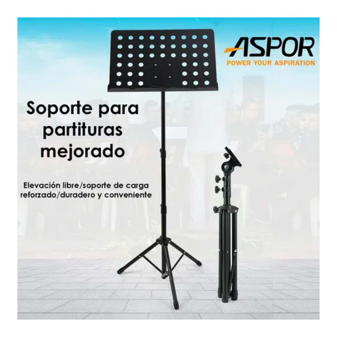 Atril De Partitura Con Tripode Regulable Y Pleglable Negro-6
