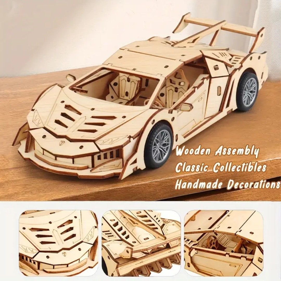 Puzzle 3d Auto Lamborghini Madera Armable 114pcs Didactico-2