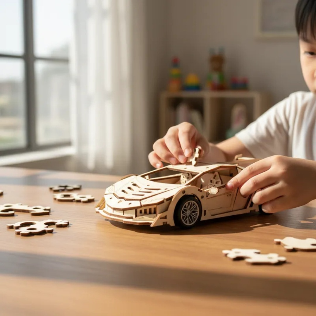 Puzzle 3d Auto Lamborghini Madera Armable 114pcs Didactico-3