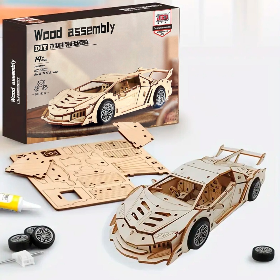 Puzzle 3d Auto Lamborghini Madera Armable 114pcs Didactico-6