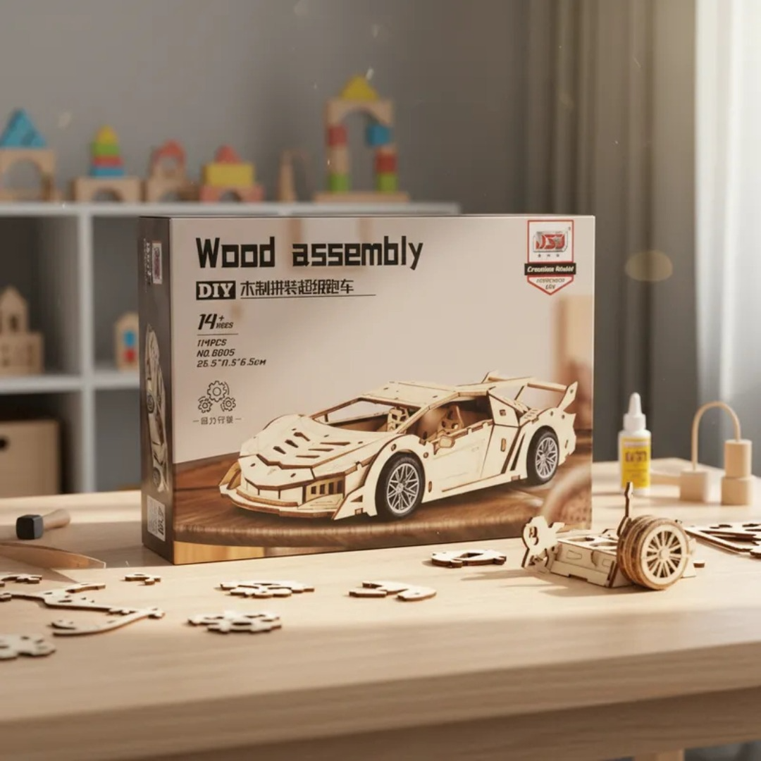 Puzzle 3d Auto Lamborghini Madera Armable 114pcs Didactico-7