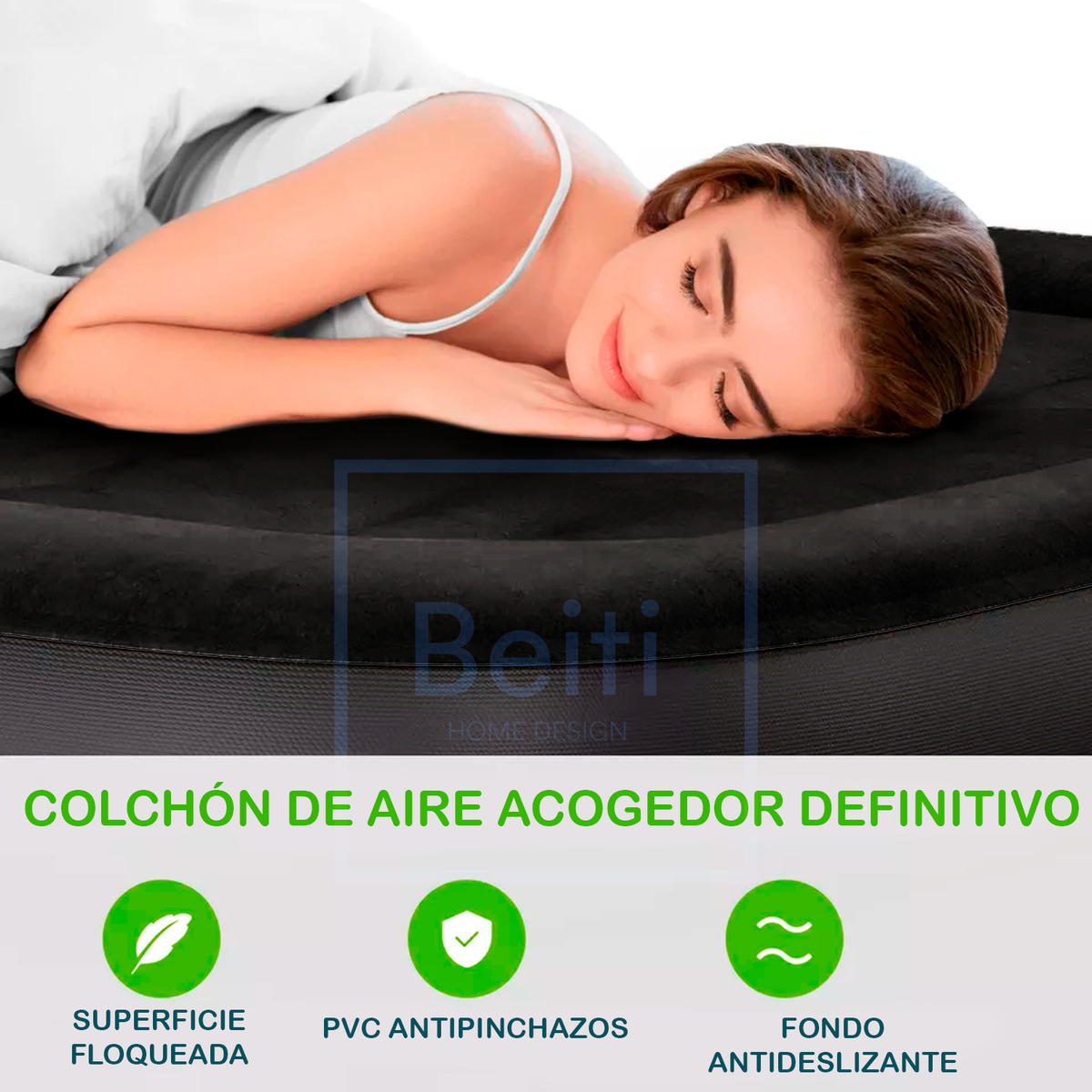 Colchón Cama Inflable 2 Plazas Eléctrico 203x152x45 Cm-4