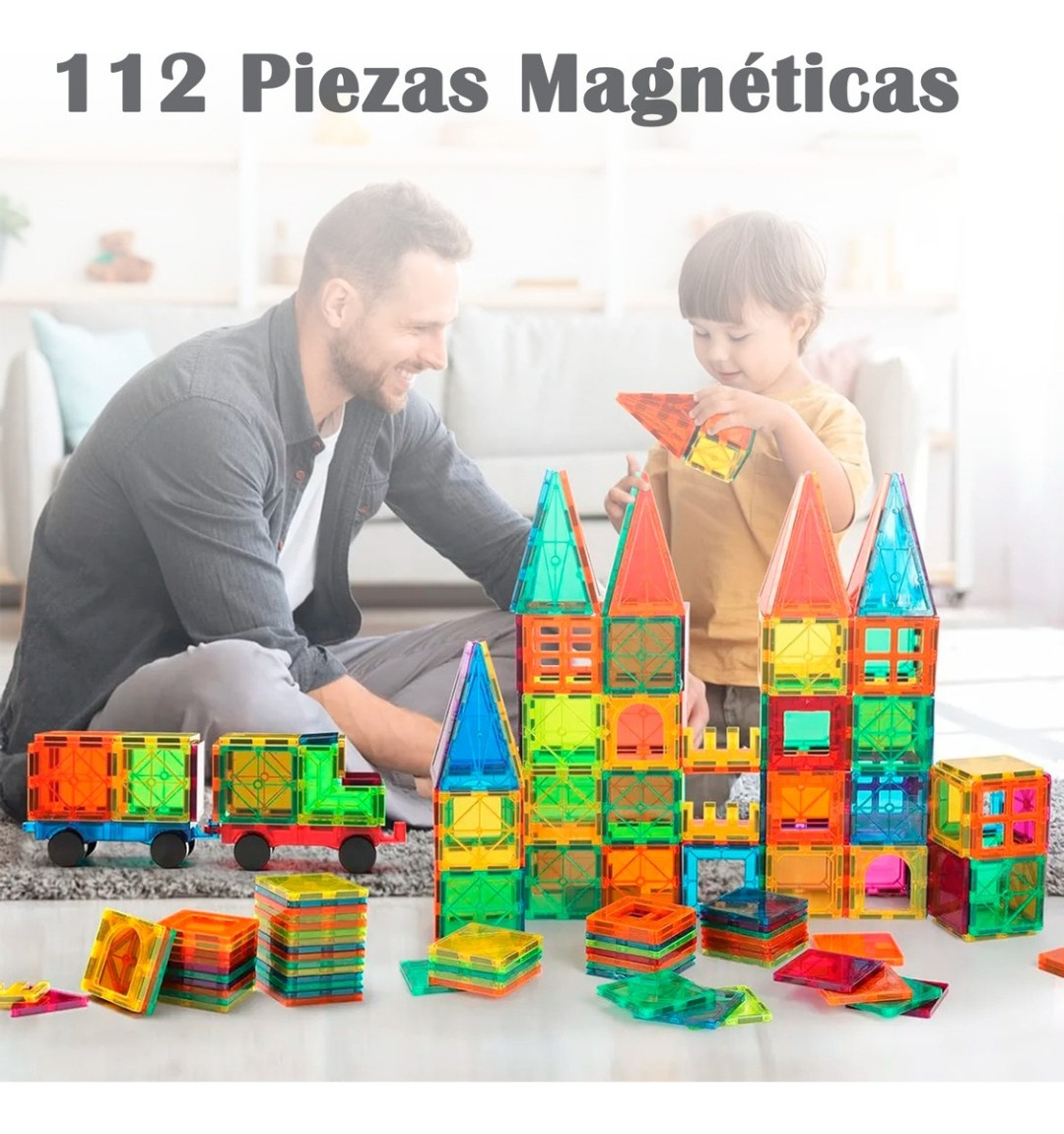 Bloques Magneticos Juego De Construccion 3d 112pzs-6