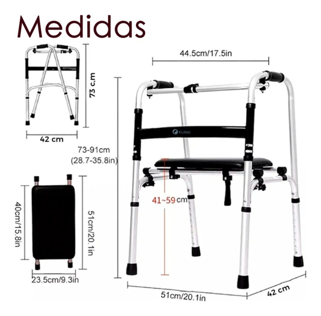 Andador Burrito Ortopédico Con Asiento Plegable Rueda 150kg-2