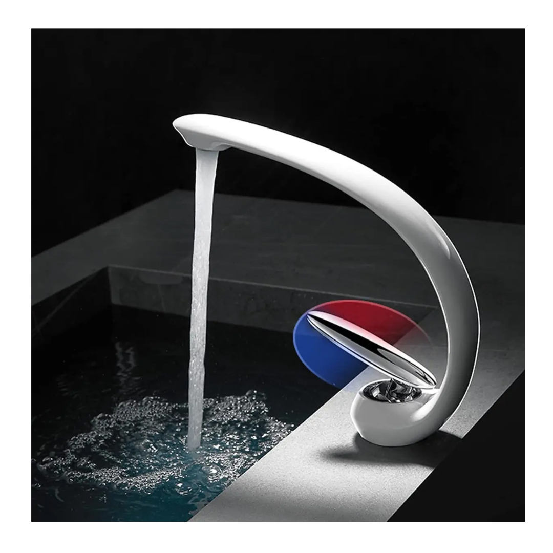 Llave Lavamanos Curva Premium Acero Inoxidable Niquel Baño-0