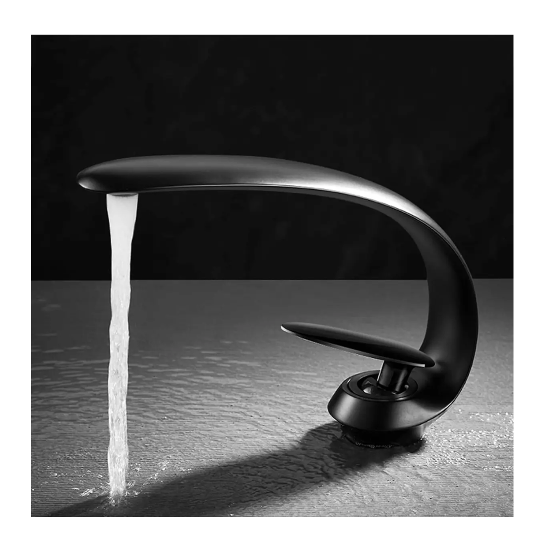 Llave Lavamanos Curva Premium Acero Inoxidable Niquel Baño-3