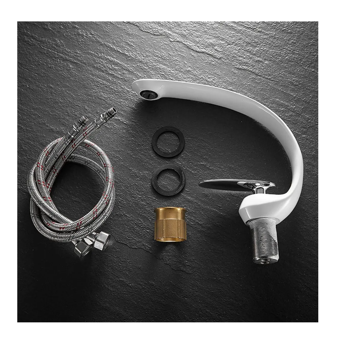 Llave Lavamanos Curva Premium Acero Inoxidable Niquel Baño-5