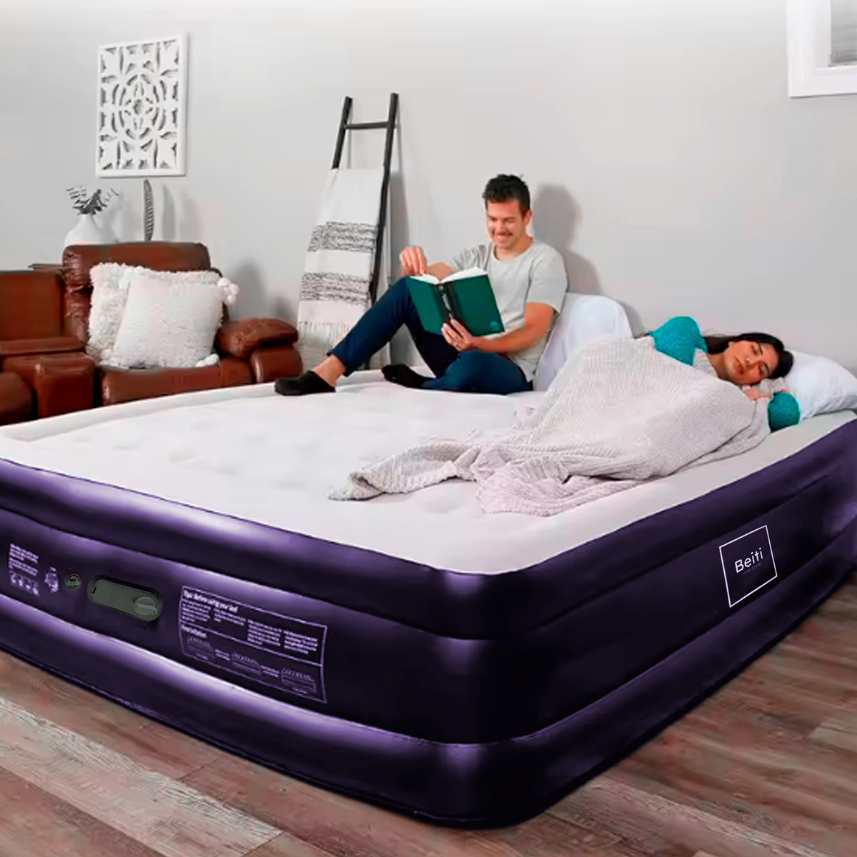 Colchon Cama Inflable Electrico Camping Glamping 2plaza 45cm-7